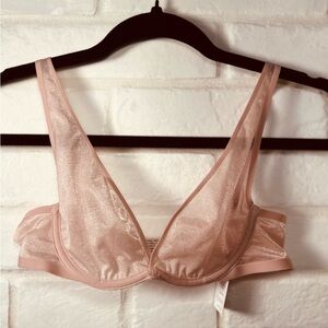 NWT Soma Sheer Shape Unlined Underwire Plunge Bra 32 A Adobe Rose #0397